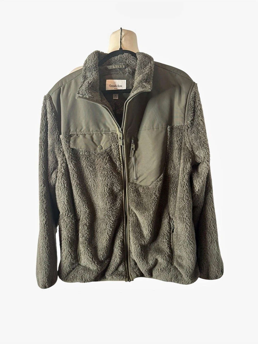 Goodfellow & Co Sherpa Full Zip Jacket Green XL